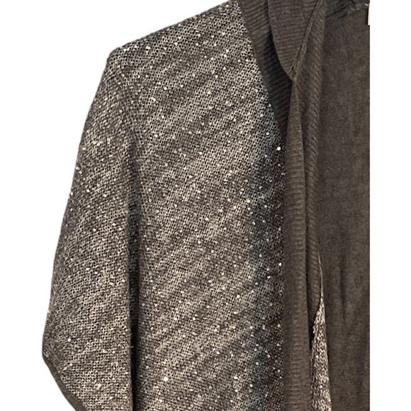 LOFT Sweater Shawl Womens Size M Grey Wool Sleeveless Open Front Cardigan Wrap - Picture 5 of 8